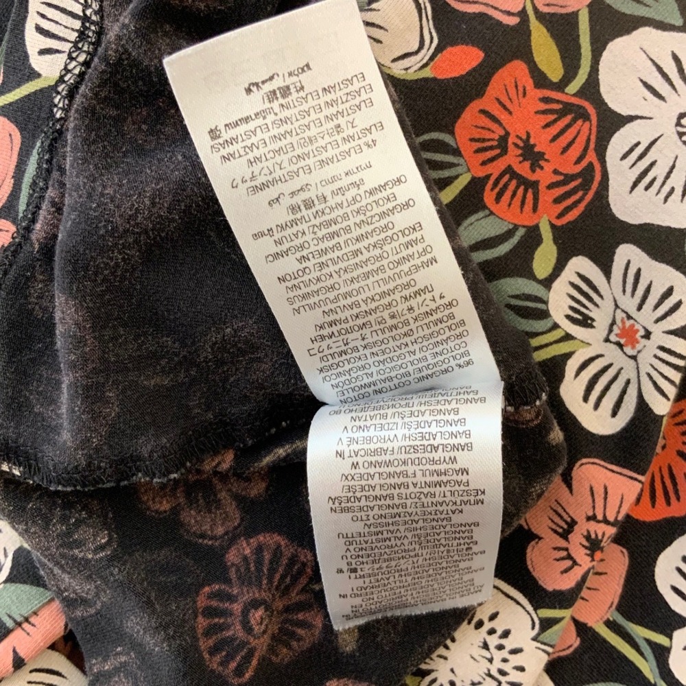 Seasalt Cornwall Floral Top Womens Size 4 Black Pink 3/4 Sleeve Organic Cotton - Picture 7 of 9